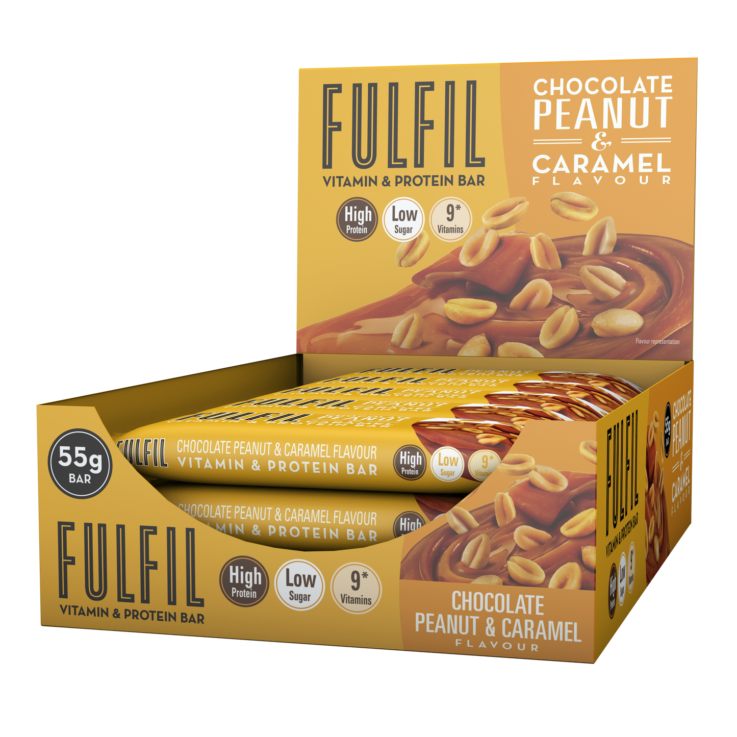 Chocolate Peanut and Caramel Protein Bar - 15x55g